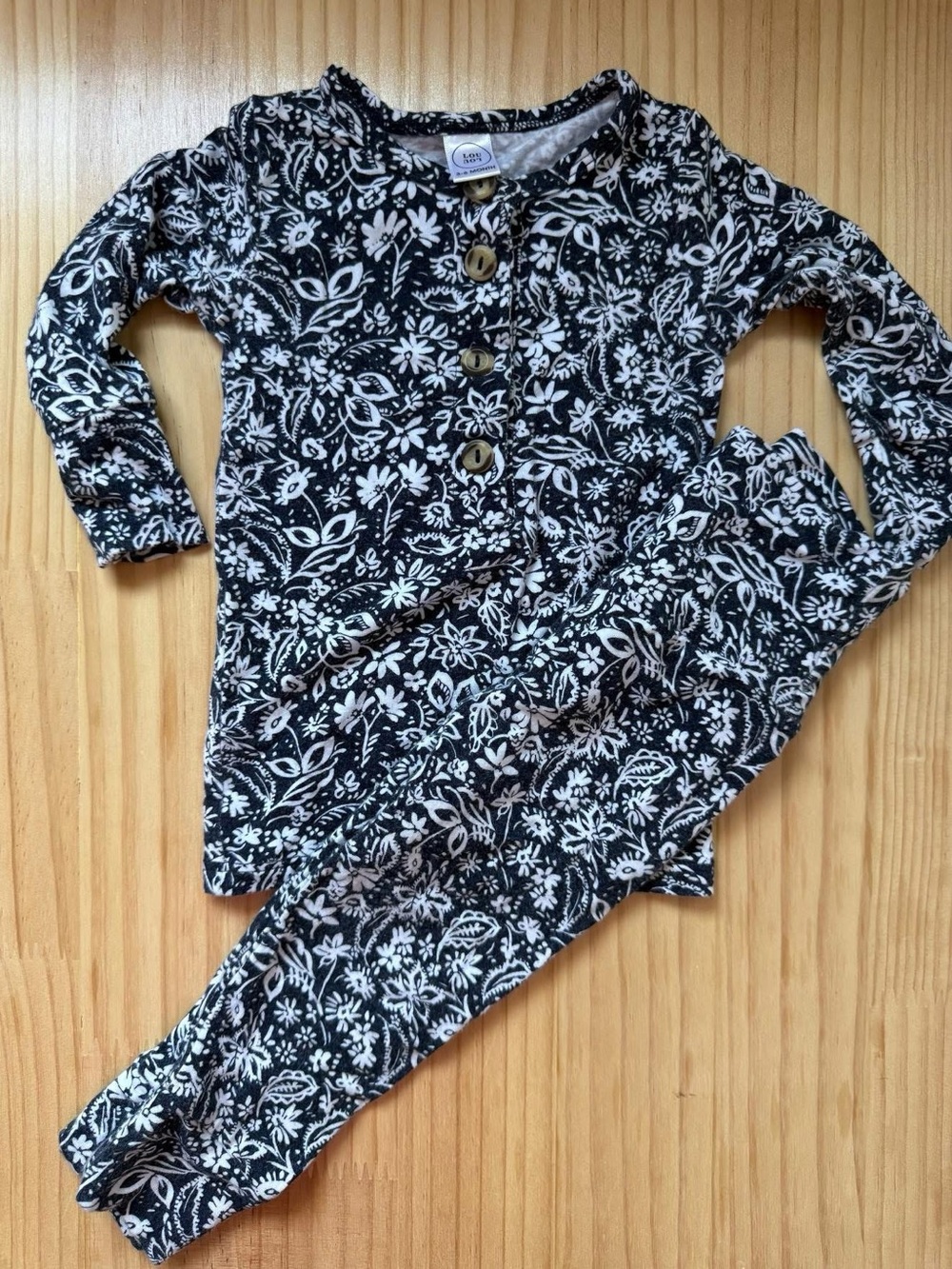 Kids Navy and White Floral Pajama Set - Cozy Long Sleeve Top & Pants